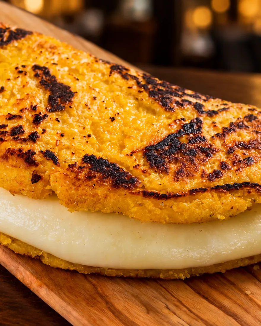 Cachapa — Sweet corn pancake with melted white cheese