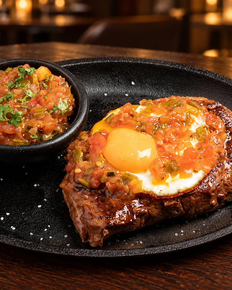 Carne a caballo — Steak topped with a fried egg