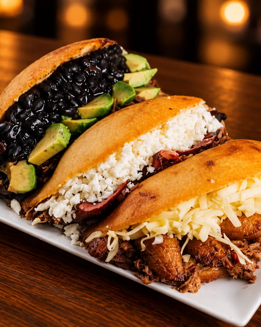 Empanadas operadas — Opened-up empanadas loaded with toppings