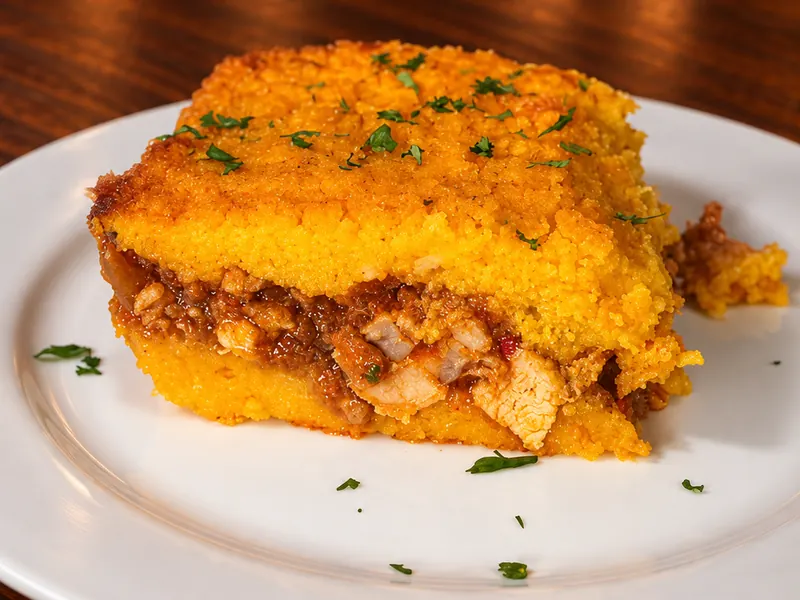Funche House Special — Cornmeal funche with your choice of meat
